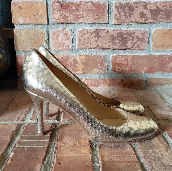 Kate Spade Silver Metallic Python Karolina Heels - Picture 2 of 9